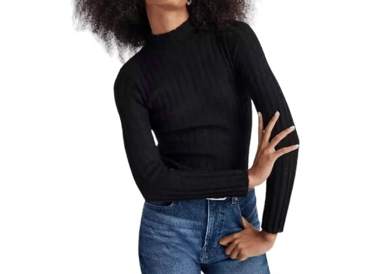 Alpaca Blend Sheer Ripped Sweater In BlackRunning Knit Tops