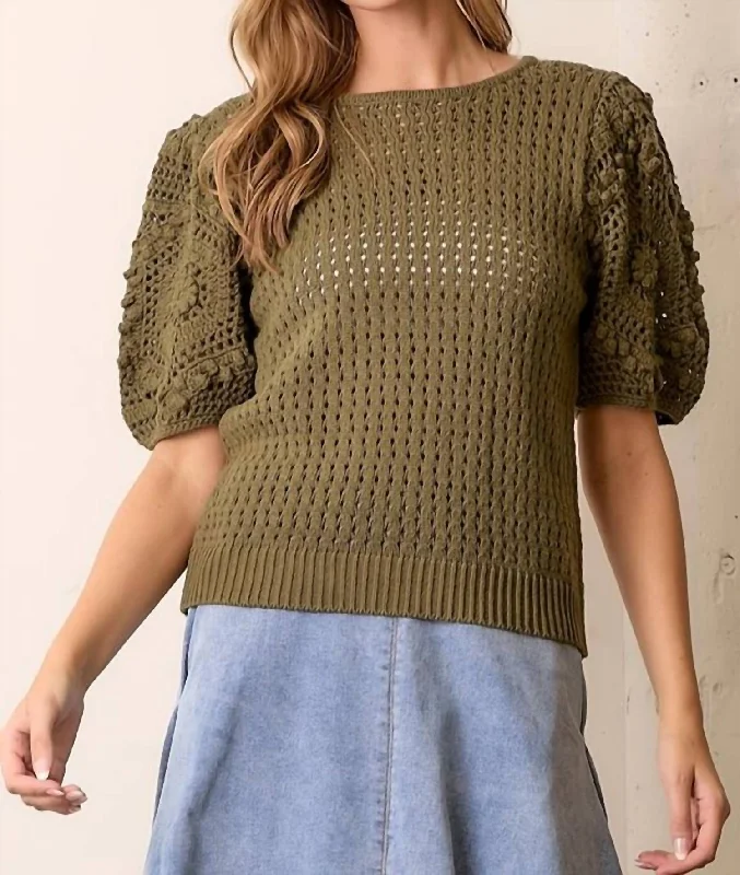 Evie Top In OliveHooded Knit Tops