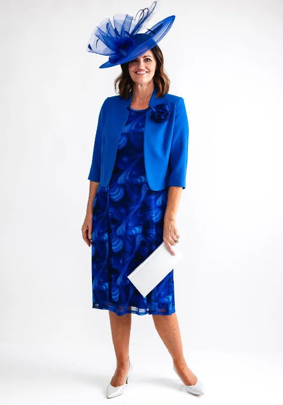 Via Veneto Bolero & Dress Two Piece Outfit, Cobalt Blue