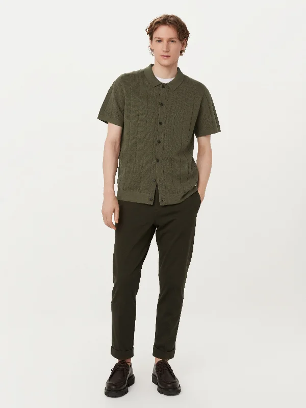 The Knit Button Up Polo in GreenRegular-fit polo shirt