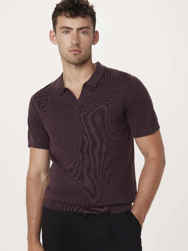 The Johnny Collar Merino Polo in PurpleWindproof polo shirt