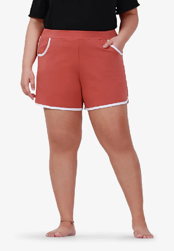 Fonda Plus Size Retro Shorts - PeachPlus size women's denim tops