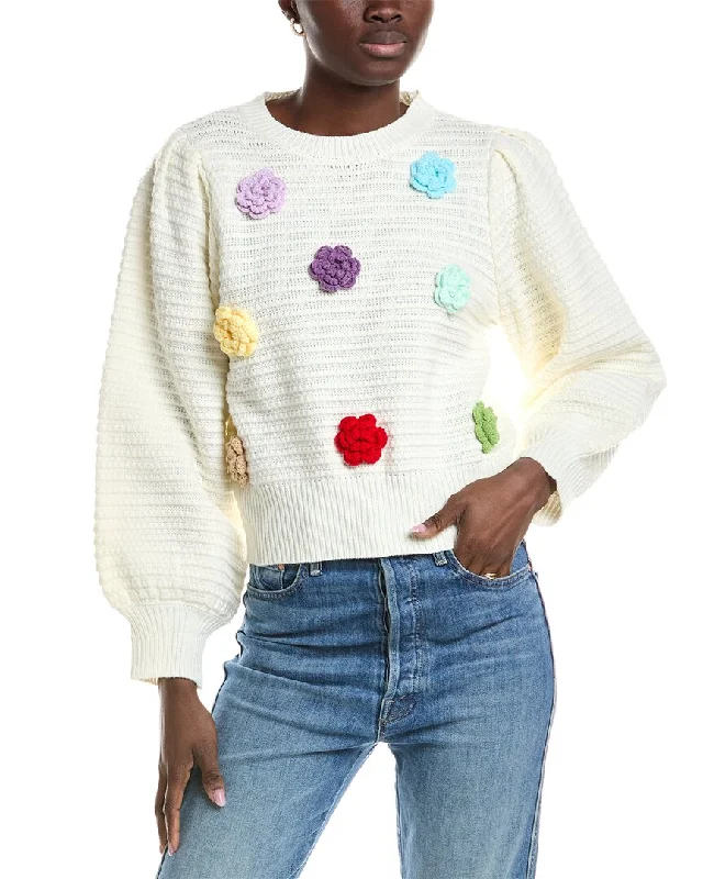 Gracia Floral Crochet SweaterHigh-Fashion Knit Tops