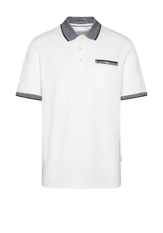 Bugatti Contrast Trim Polo Shirt, White & NavyThermal polo shirt