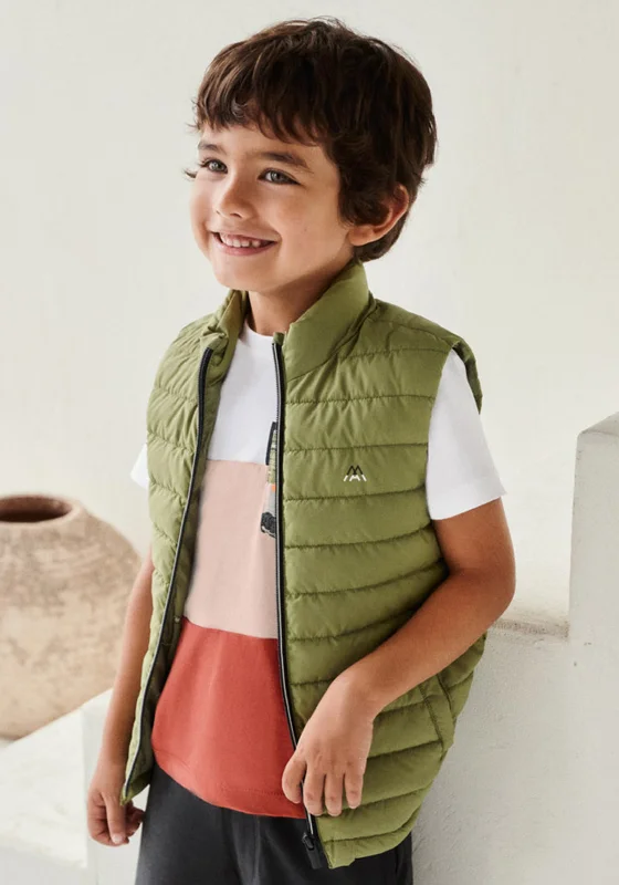 Mayoral Boy Lightweight Padded Vest, Leaf Green