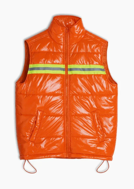 Men's Zip-Up Puffer Vest In Orange