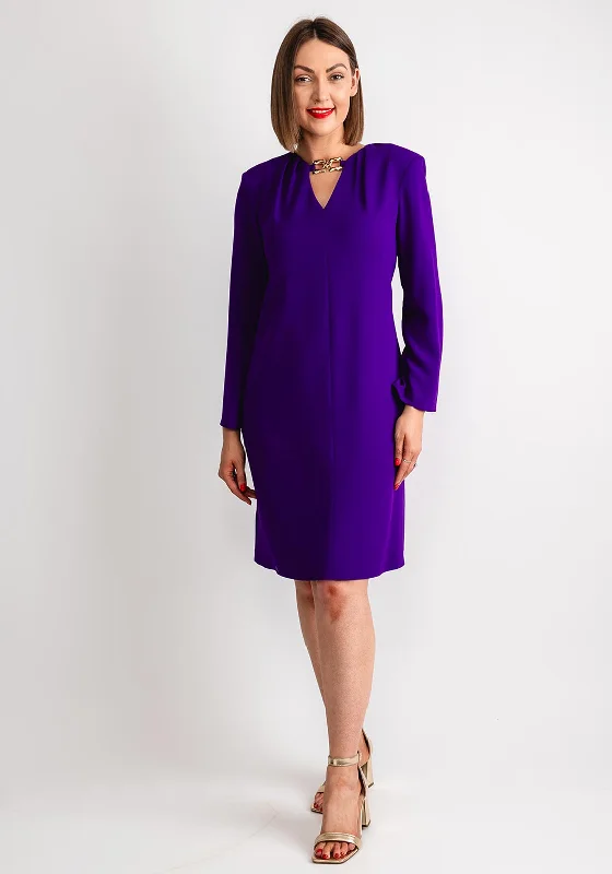 Kate Cooper Gold Trim Shift Dress, Purple