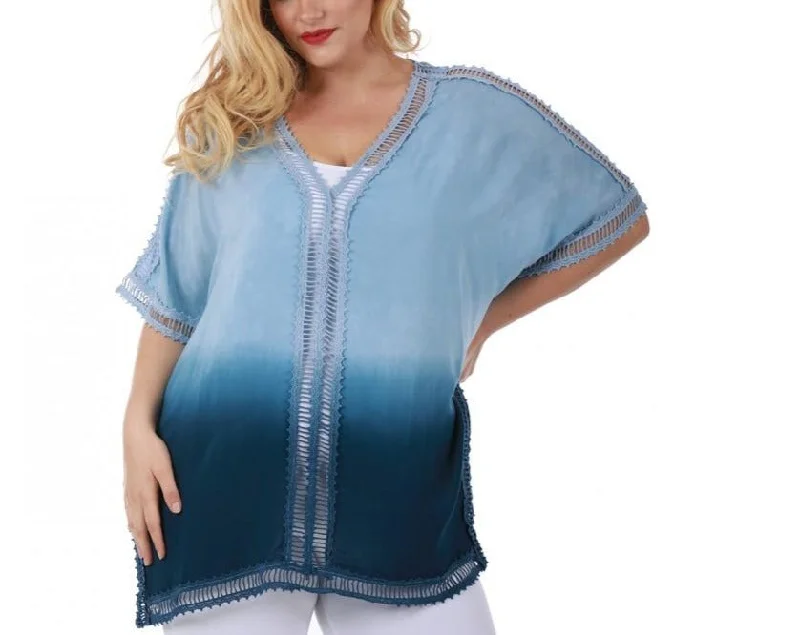 Curvy Plus Size Tie Dye Caftan Fashion Top 3532488CPlus size women's retro tops