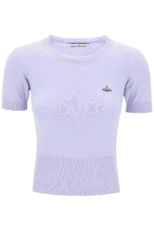 Vivienne Westwood Women's Bea Short-Sleeve Sweater With Orb EmbroideryBranded Knit Tops