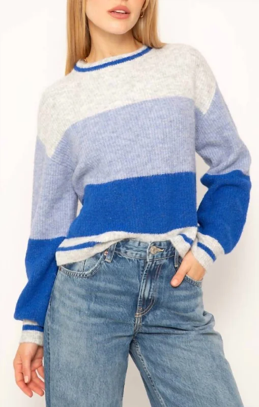 Striped Sweater In Blue MultiWool Knit Tops