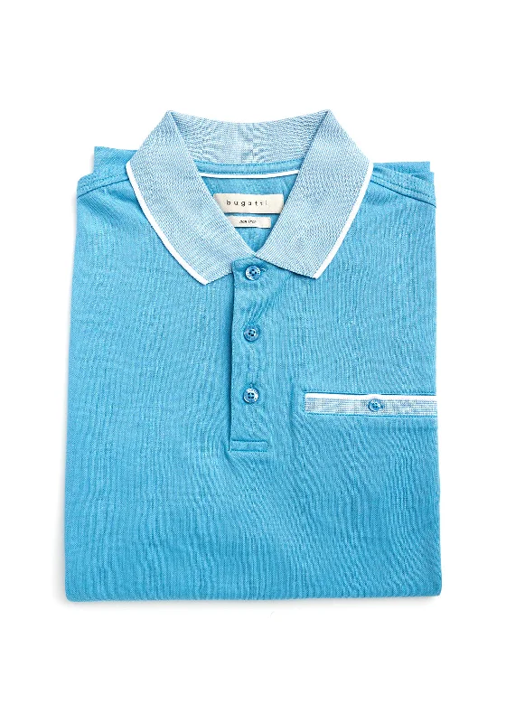 Bugatti Contrast Trim Polo Shirt, Sky BlueStriped polo shirt