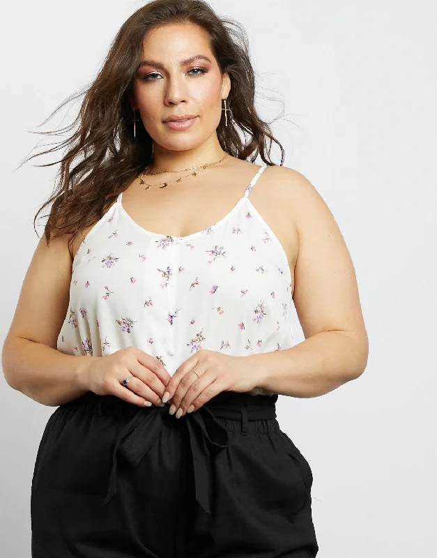 Plus Size All You Need Is Floral Tank TopLarge women's breathable tops