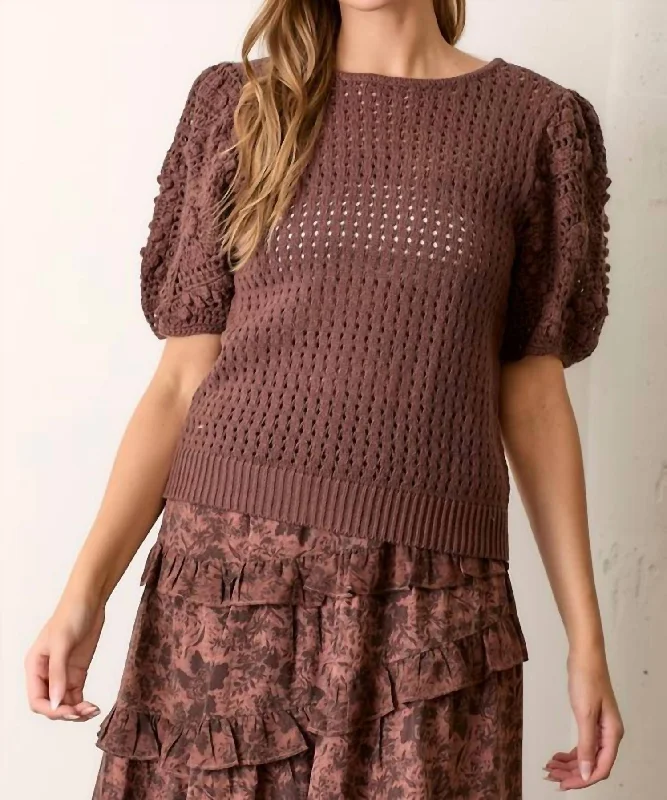 Evie Top In BrownRetro Knit Tops