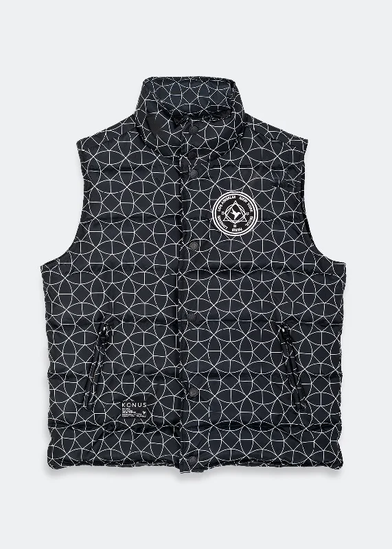 Konus Men's Printed Puffer Vest in Black