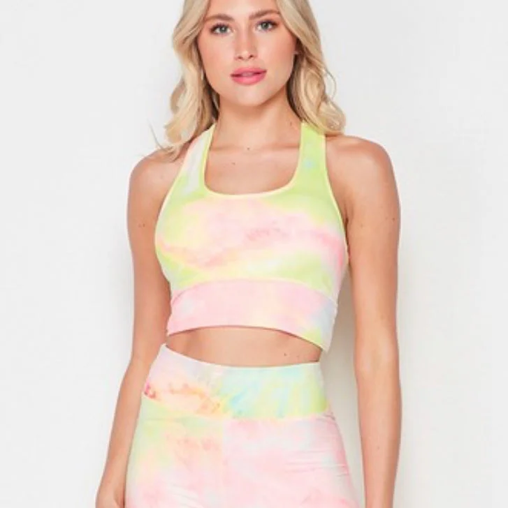 Lemonade Tie Dye Active Wear Racerback Bralette