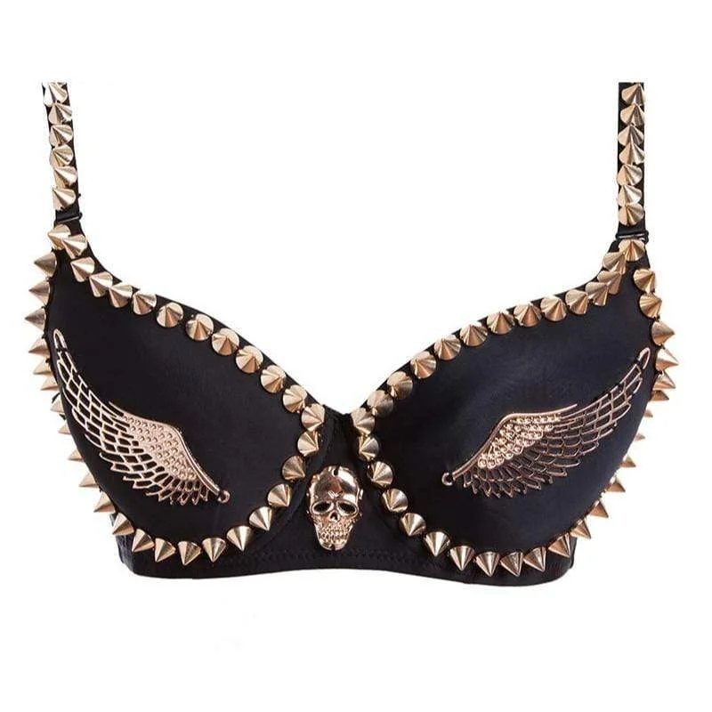 Women's Punk Skull Rivets Bra Tops