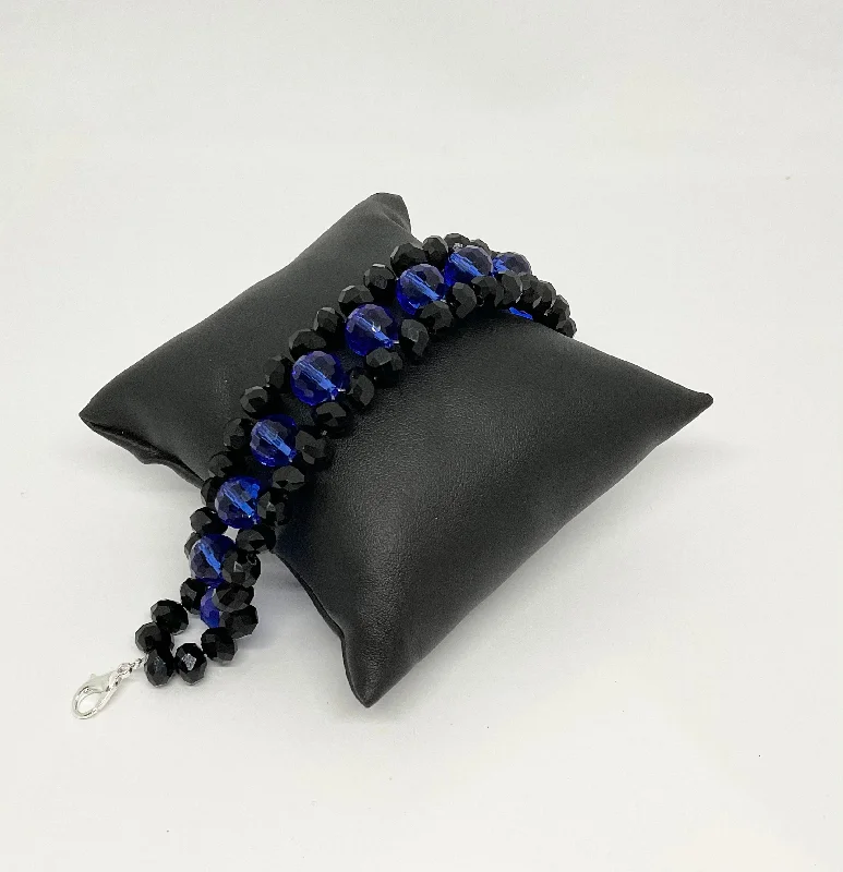 Royal blue and Black Bead  Bracelet