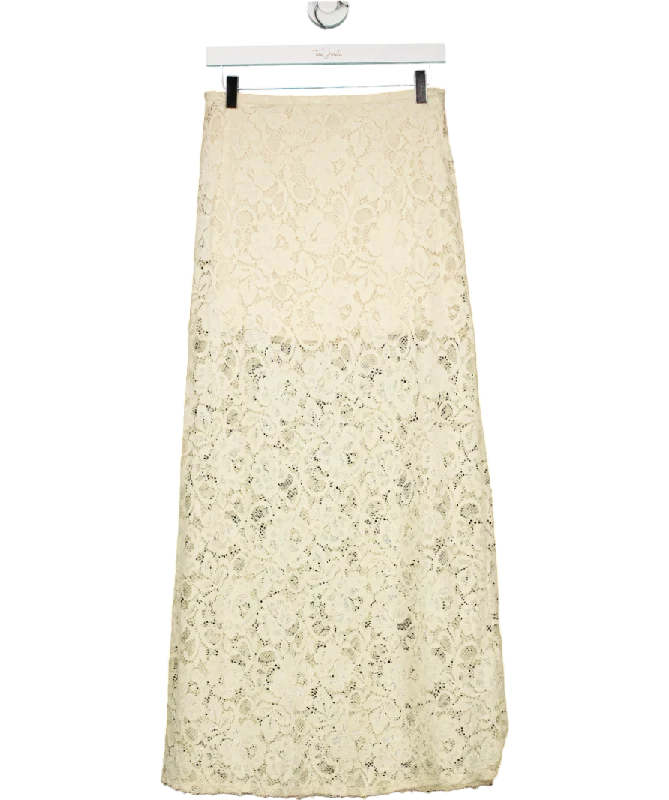 Charli Cream Alba Lace Maxi Skirt UK M/L