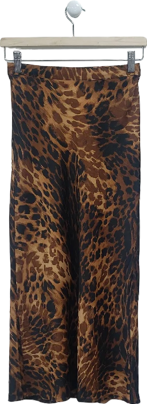 Dancing Leopard Brown Renzo Mid Slip Skirt In Luxe Leopard UK 6