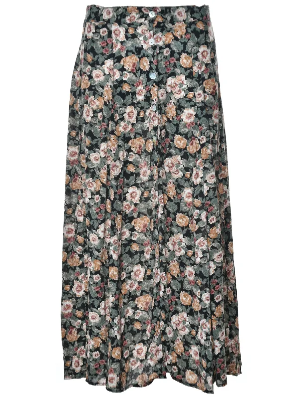 Floral Print Skirt - M