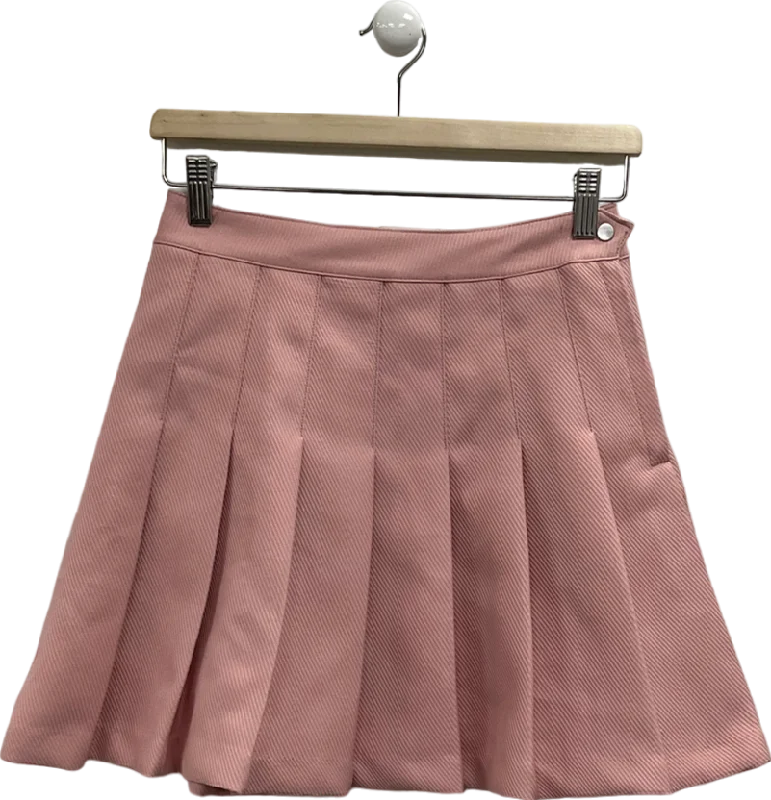 H&M Pink Pleated Mini Skirt UK 8