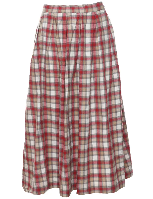 Izod Pleated Checked Skirt - M