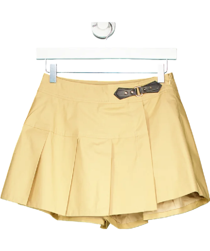 Karen Millen Beige Tailored Clean Polished Cotton Pleated Mini Skirt UK 6