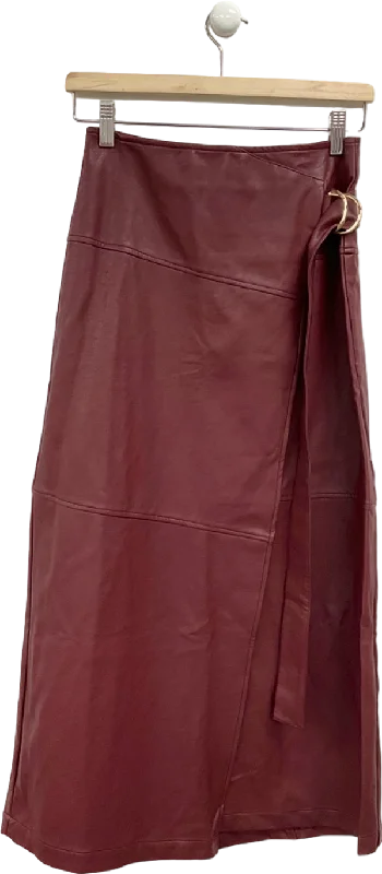 Karen Millen Purple Faux Leather Wrap Skirt UK 6