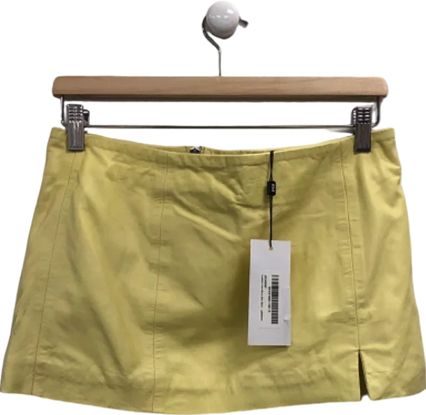 Karen Millen Yellow Leather Micro Mini Skirt UK 6