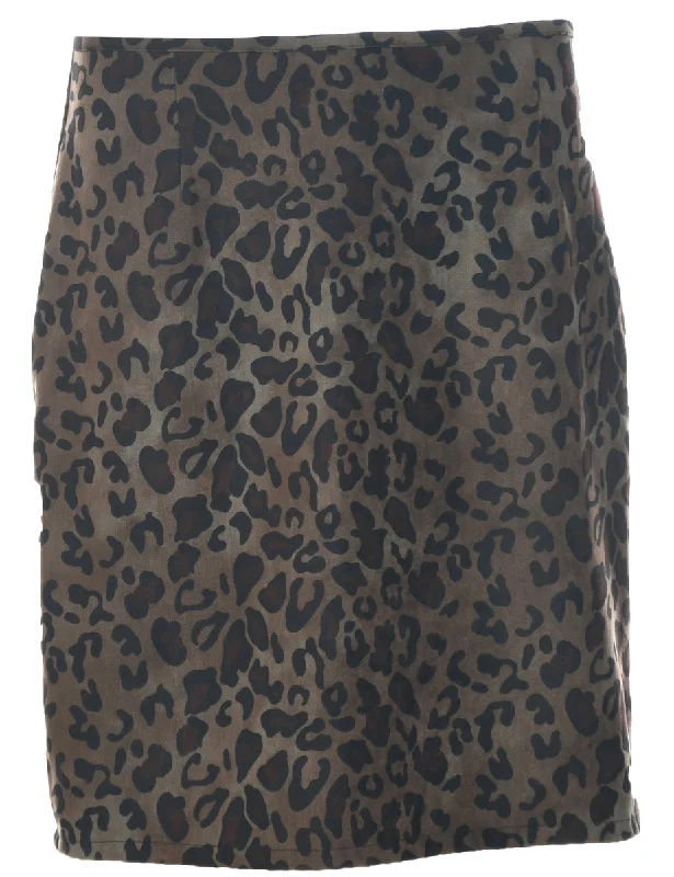 Leopard Print Pencil Skirt - S