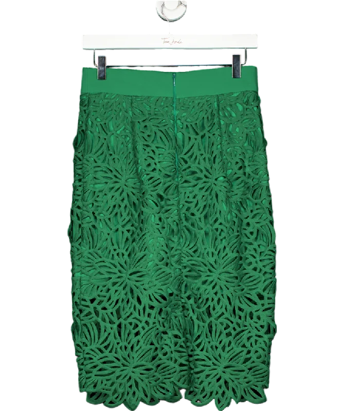 Milly New York Green Floral guipure Lace Midi Skirt UK 8