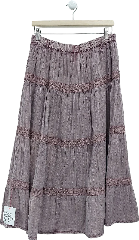 Miss Selfridge Purple Laundered Lace Prairie Maxi Skirt UK 12