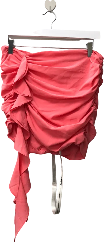 Mistress Rocks Pink Coral Gathered Mini Skirt UK M