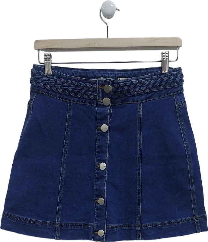 Oasis Blue Plaited Waist Mini Skirt UK 10