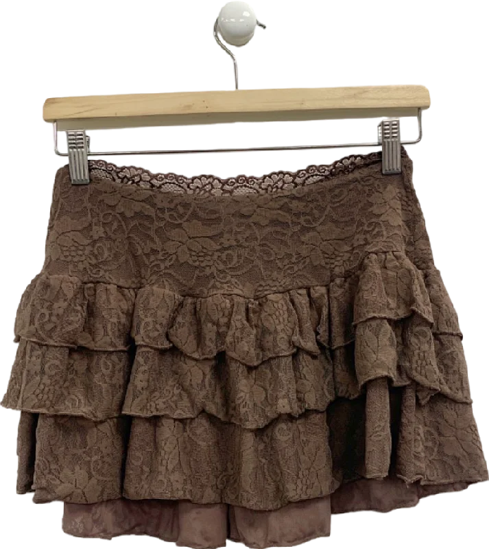 Outcast Brown Emerson Mini Skirt UK S