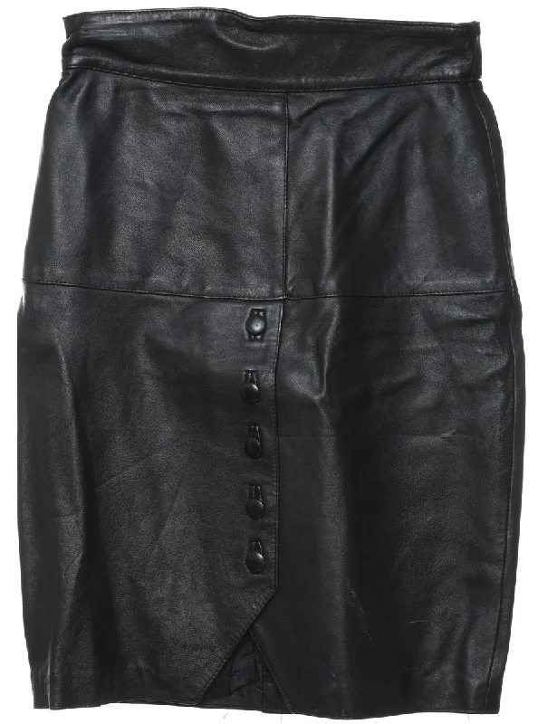 Pencil Shape Leather Skirt - M