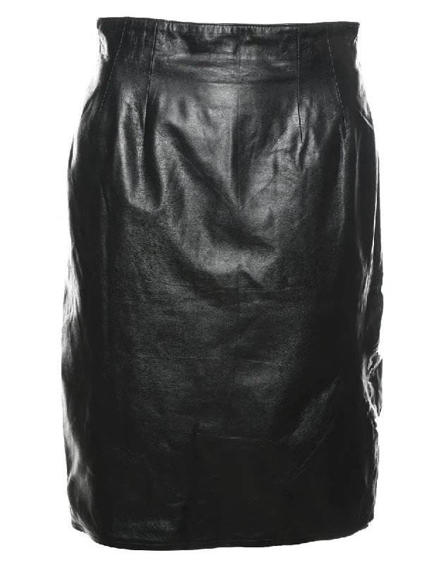 Pencil Shape Leather Skirt - S