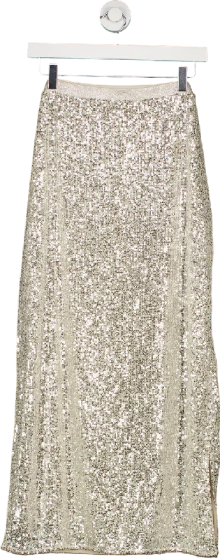 River Island Silver Sequin Skirt UK 16