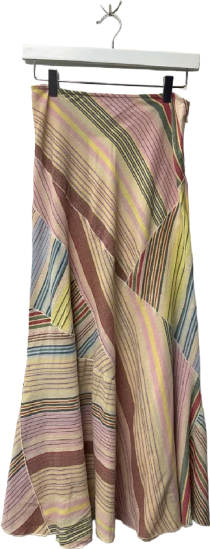 TopShop Multicoloured Striped Midi Skirt UK 8