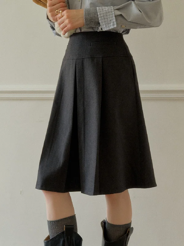 Nancy Artistic Pleated A-Line Pocket Skirt