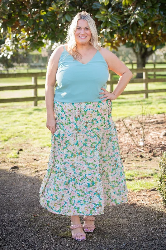 Tory Skirt Teal Floral