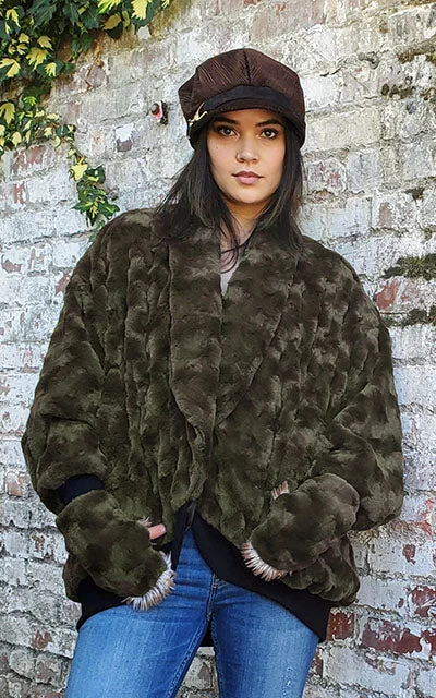 Insulated JacketsBacall Jacket - Cuddly Faux Fur in Army Green  - Two Left!