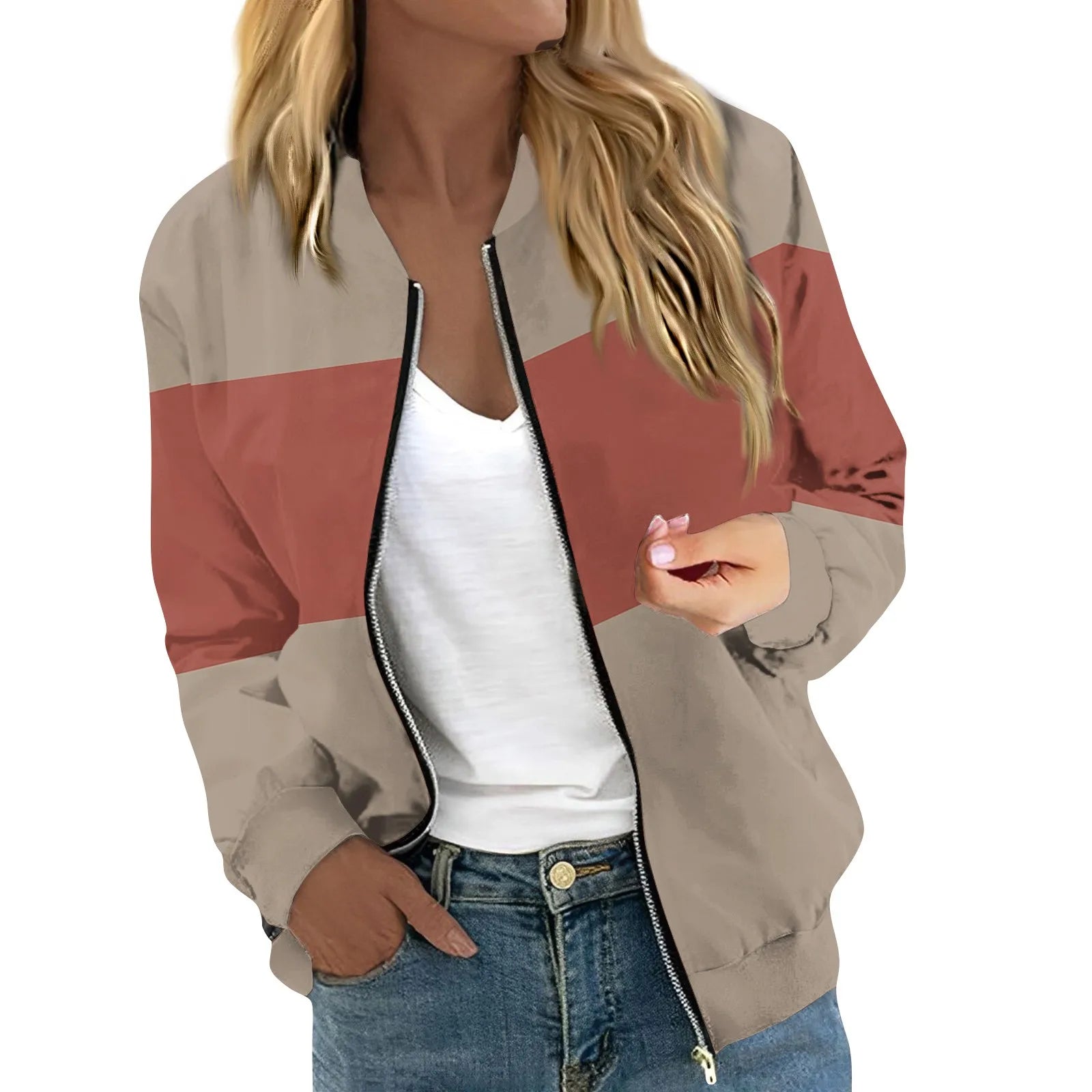 Leather-Paneled JacketsContractors Bomber Jackets for Women Assorted Colors