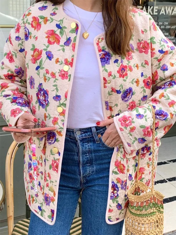 Luxury JacketsFloral Flap Jacket for Women