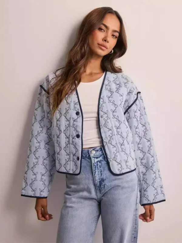 Safari JacketsFloral Quilted Jacket for Women