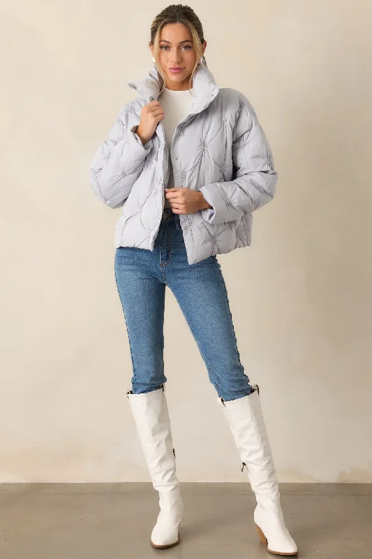 Sherpa JacketsForever Mine Ash Blue Tufted Puffer Jacket