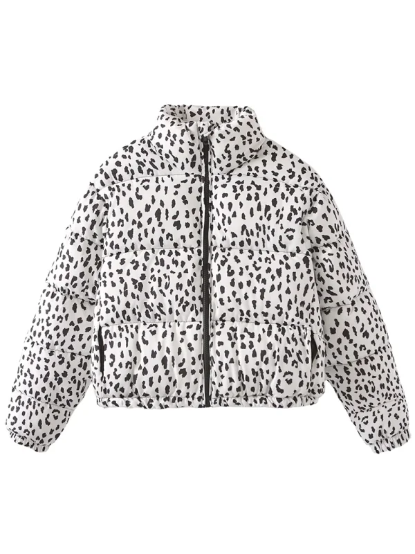 Track JacketsLeopard Print Puffer Jacket for Chilly Evenings