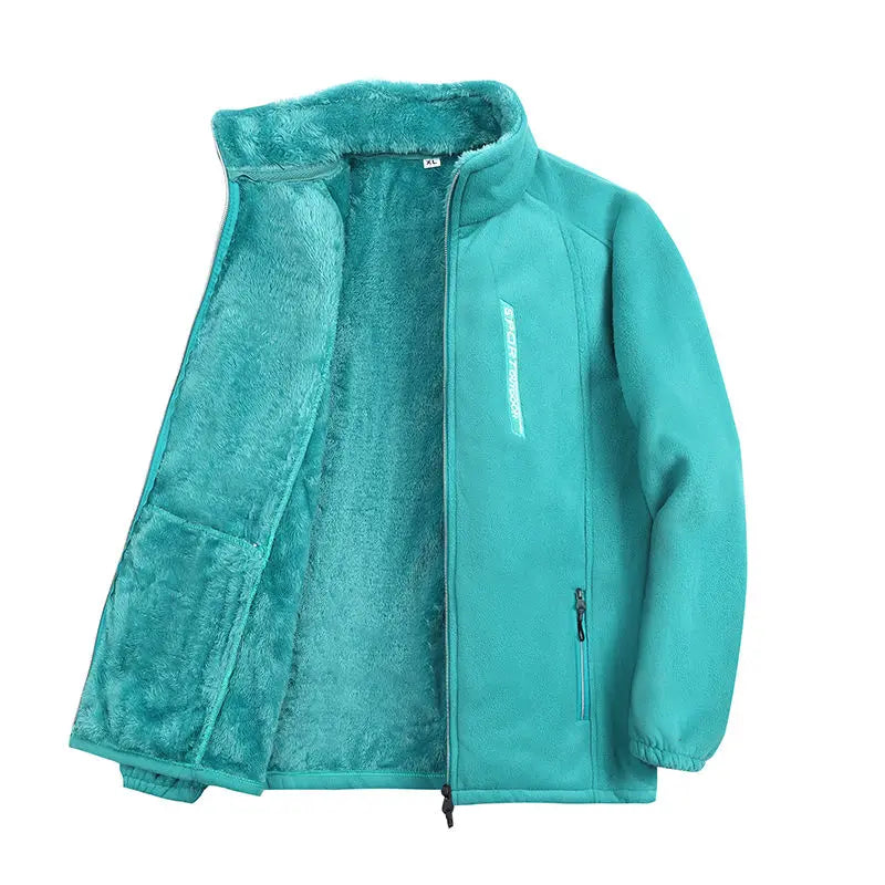 Hiking JacketsTrendy Winter Fleece Zip-Up Jacket with High Collar for Women