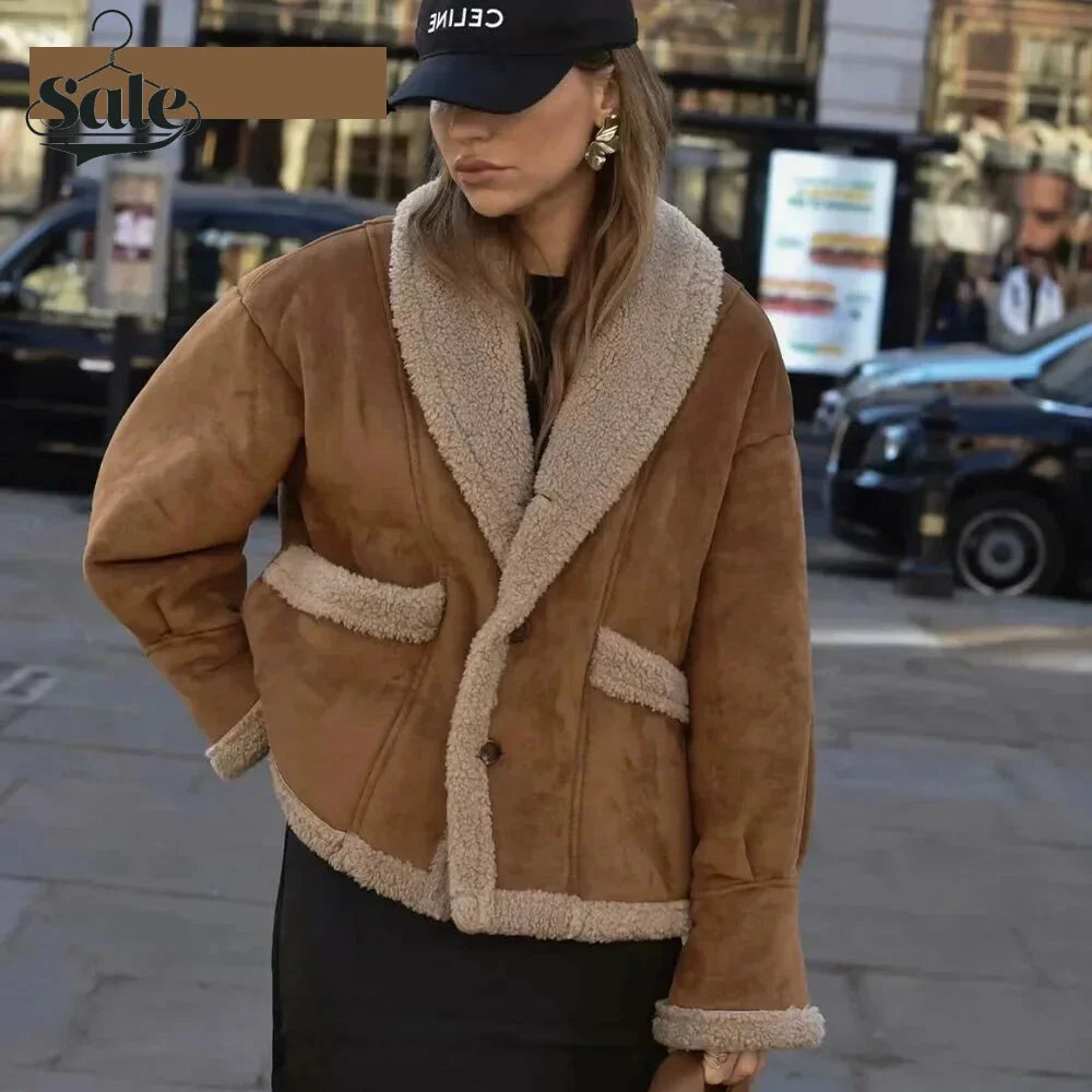 Faux Leather JacketsWinter Sherpa-Lined Casual Jacket