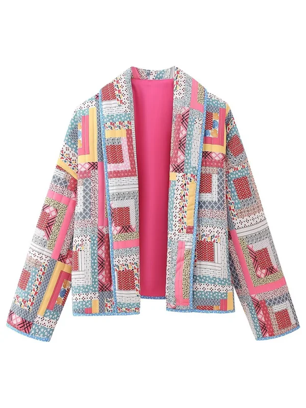 Nylon JacketsWomen Shawl Patchwork Quilted Jacket